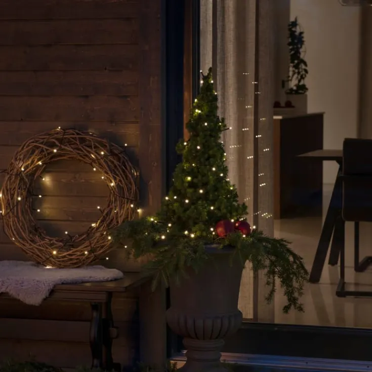 udendørs lyskæde, batteri, 120 varm hvide lys, 11,9 meter Udendørs Julelys