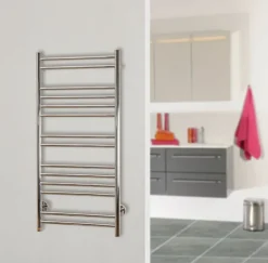 Discount Apollo håndklædetørrer, el, 50x100 cm, poleret rustfrit stål Håndklædetørrer