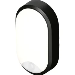 Discount Pylus Oval udendørs væglampe med sensor, sort Udendørs Væglamper