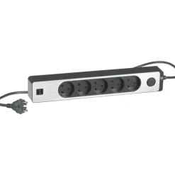 New LK Fuga Design stikdåse 5 udtag, m/ledning + 2 USB, Stikdåser