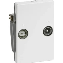 LK Fuga TD263D antenneudtag, TV og Radio sløjfedåse, 1,5 modul, hvid Antennestik/Coax