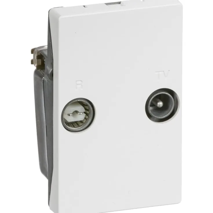 LK Fuga TD263D antenneudtag, TV og Radio sløjfedåse, 1,5 modul, hvid Antennestik/Coax