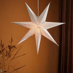 Online Baroque julestjerne med lys, 45 cm, hvid/guld Julestjerner Med Lys
