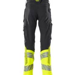 Clearance Accelerate Safe arbejdsbukser med stretch, marineblå/hi-vis gul, str. Bukser & Shorts
