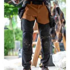 Sale Customized arbejdsbukser med stretch, khaki/sort, str. 76C46 Bukser & Shorts