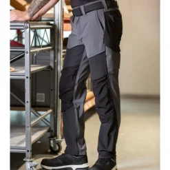Sale Customized arbejdsbukser med stretch, lysegrå/sort, str. 76C54 Bukser & Shorts