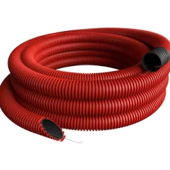 Discount 50 meter Kabelrør med muffe, korrugeret/glat, 110/93 mm, rød Flexrør, Plastrør & Stålrør