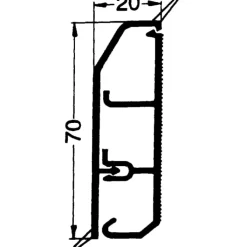 Clearance 2 meter fodpanel med læbe, SL 20/70 mm, hvid Kabelkanaler
