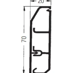Outlet 2 meter fodpanel, SL 20/70 mm, hvid Kabelkanaler