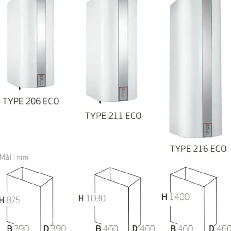 Sale elvandvarmer , type 206 ECO, 56 liter Vandvarmere
