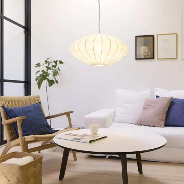 Clearance Jasmin Ellipse pendel, sort ledning, hvid Nielsen Light