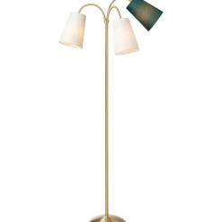 Clearance Salsa gulvlampe, guld med støvgrøn, off white & flaskegrøn skærm Gulvlamper