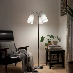 Salsa gulvlampe, krom med skærme Gulvlamper