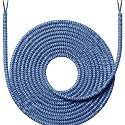 New stofledning, 2x0,75 mm², 4 meter, zigzag mørkeblå Stofledninger|Nielsen Light