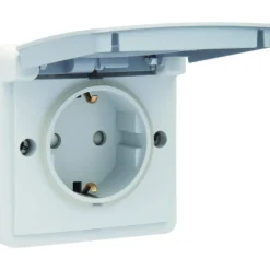 Clearance Hydro stikkontakt, sidejord og pillesikring, 1 modul, Stikkontakter