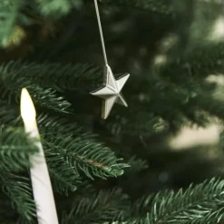 Outlet juletræslys med holder, 20 stk, sølvfarvet Juletræslys