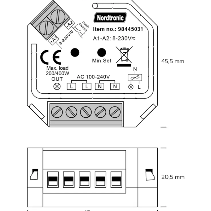 New Box Dimmer Triac bagkantsdæmper Lysdæmpere|Nordtronic
