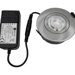 Outlet Low Profile Flexible indbygningsspot, driver, Ø7,5 cm, børstet alu, Indbygningsspots