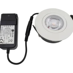 New Low Profile Flexible indbygningsspot, Ø8,3 cm, hvid, Nordtronic