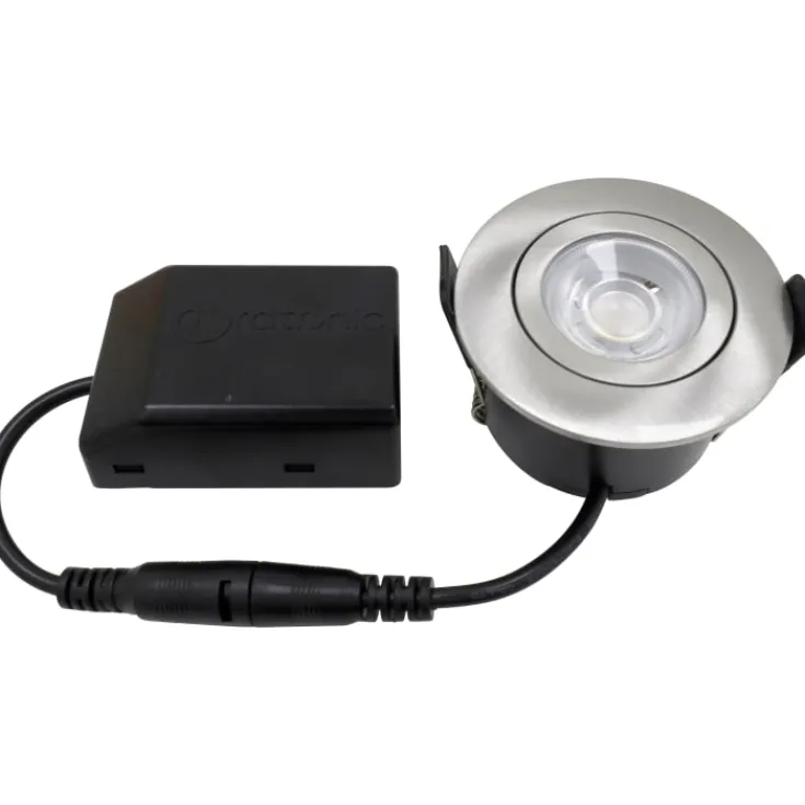 Discount Low Profile Flexible udendørs indbygningsspot, Ø5,5 cm, børstet alu, Nordtronic|Udendørs Spots