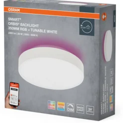 Clearance Smart+ Wifi Backlight plafond, farveskift + hvid, Ø35 cm, hvid Indendørs Belysning