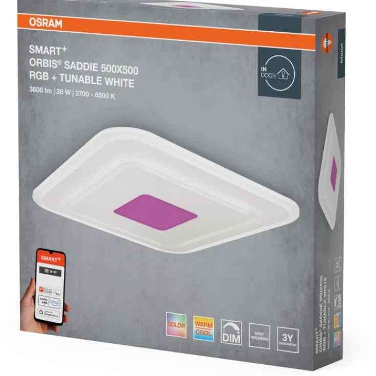 Online Smart+ Wifi Saddie loftlampe, farveskift + hvid, 50x50 cm Indendørs Belysning