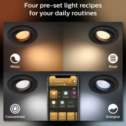 Best Centura indbygningsspot, sort, 3-pak Philips Hue|Philips Hue