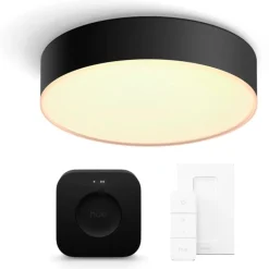 Philips Hue Enrave plafond, sort, Ø26 cm, startsæt Indendørs Belysning
