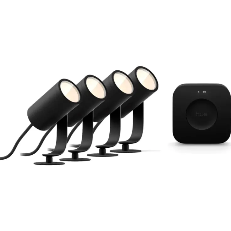 Discount Philips Hue Lily havespots med Bridge Pro, 4-pak Udendørs Belysning|Havelamper