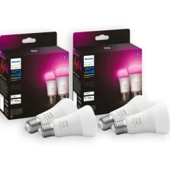 Sale White Color Ambiance E27 standardpære, 2000K-6500K, 9W, 4-pak Lyskilder|Philips Hue