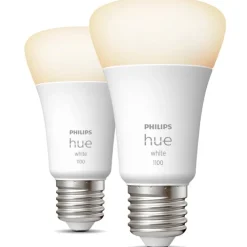 Outlet White E27 standardpære, 2700K, 9,5W, 2-pak Lyskilder|Philips Hue