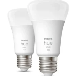 Outlet White E27 standardpære, 2700K, 9,5W, 2-pak Lyskilder|Philips Hue