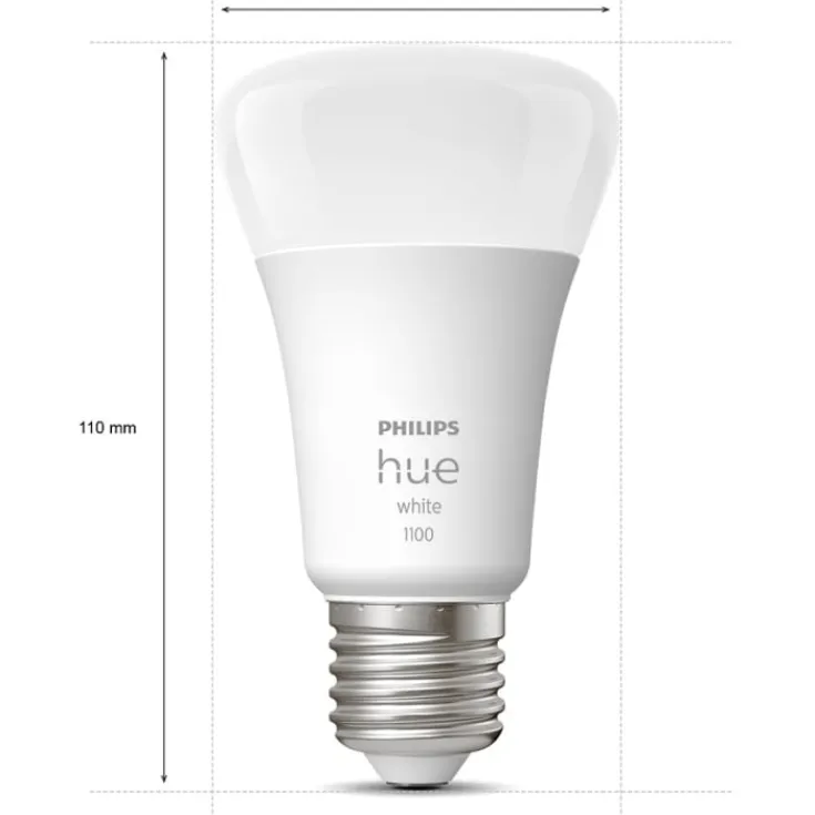 Outlet White E27 standardpære, 2700K, 9,5W, 2-pak Lyskilder|Philips Hue