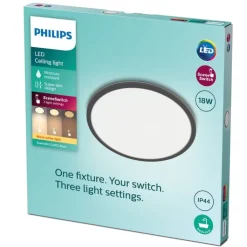 Online myBathroom SceneSwitch Super Slim plafond, sort, 2700K, Ø30 cm Philips