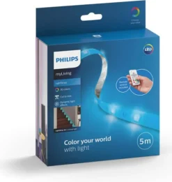 Clearance myLiving LED strip, farvet lys & fjernbetjening, 5 meter Led Strips|Philips