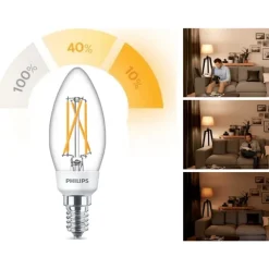 New SceneSwitch E14 kertepære, 3-trins dæmp, 5,5W Led Pærer|Philips