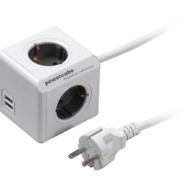 Hot stikdåse, schuko, 4 udtag, USB-A Stikdåser