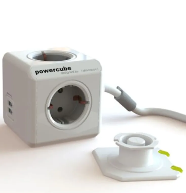 Hot stikdåse, schuko, 4 udtag, USB-A Stikdåser
