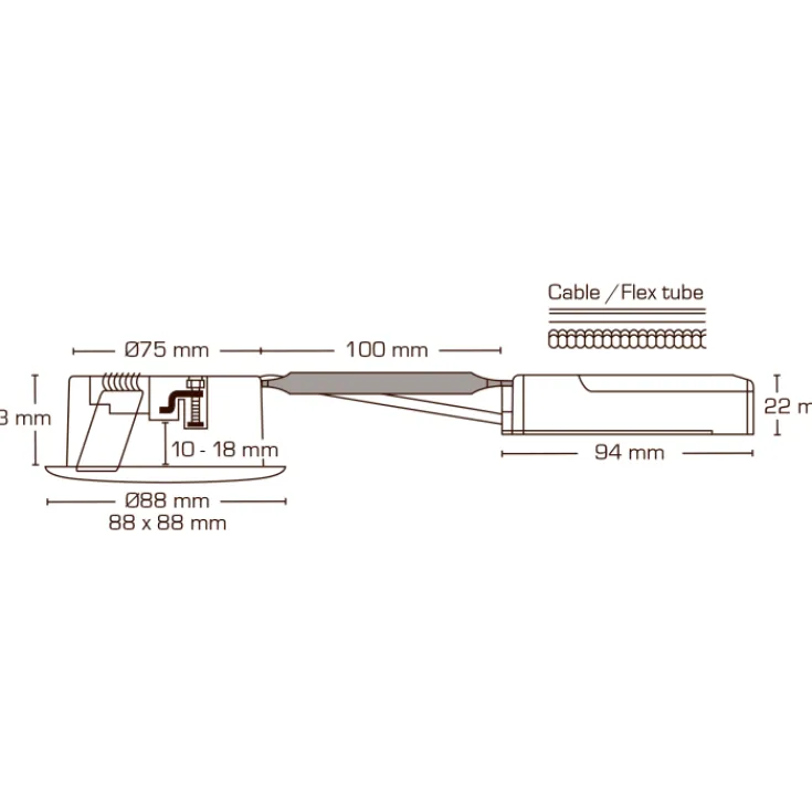 New Luna Low Profile indbygningsspot, 2700K, aluminium Scan Products