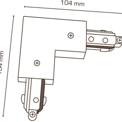 Outlet Mita 1F vinkelsstykke, hvid, Strømskinner|Scan Products