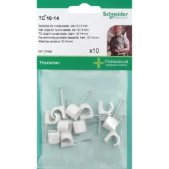 Schneider TC kabelclips 10 stk, hvid, Kabelclips- & Bøjler