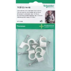 Best Schneider TCS-C3 skrueclips 6 stk, hvid, 14-18 mm Kabelclips- & Bøjler