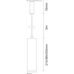 Outlet SG Zip Tube Mini 1F skinnependel, 2700K, Skinnespots