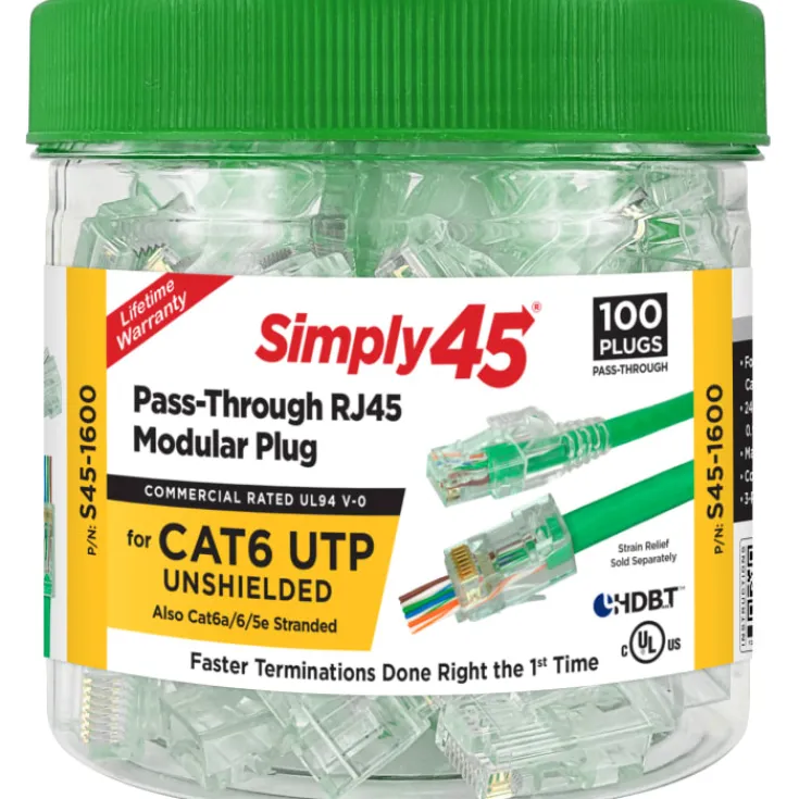 Discount RJ45 netværksstik, CAT6, uskærmet, 100 STK Netværksstik