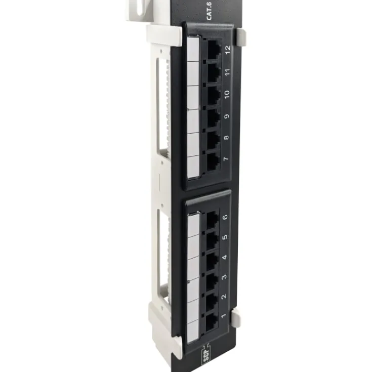 Discount RJ45 Patchpanel 12 port loaded, CAT6, til væg Udtag & Konnektorer