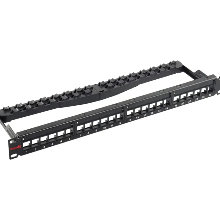 New RJ45 Patchpanel Rack 24 Port, unloaded, skærmet Udtag & Konnektorer