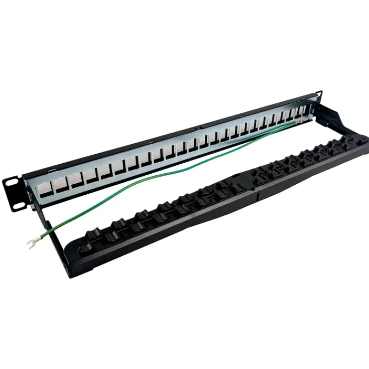 New RJ45 Patchpanel Rack 24 Port, unloaded, skærmet Udtag & Konnektorer