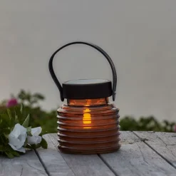 Outlet Aston solcelle lanterne, ravfarvet, 12 cm Udendørs Bordlamper|Udendørs Batterilamper