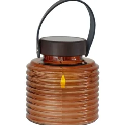 Outlet Aston solcelle lanterne, ravfarvet, 16 cm Udendørs Bordlamper|Udendørs Batterilamper