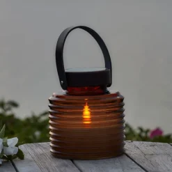 Outlet Aston solcelle lanterne, ravfarvet, 16 cm Udendørs Bordlamper|Udendørs Batterilamper